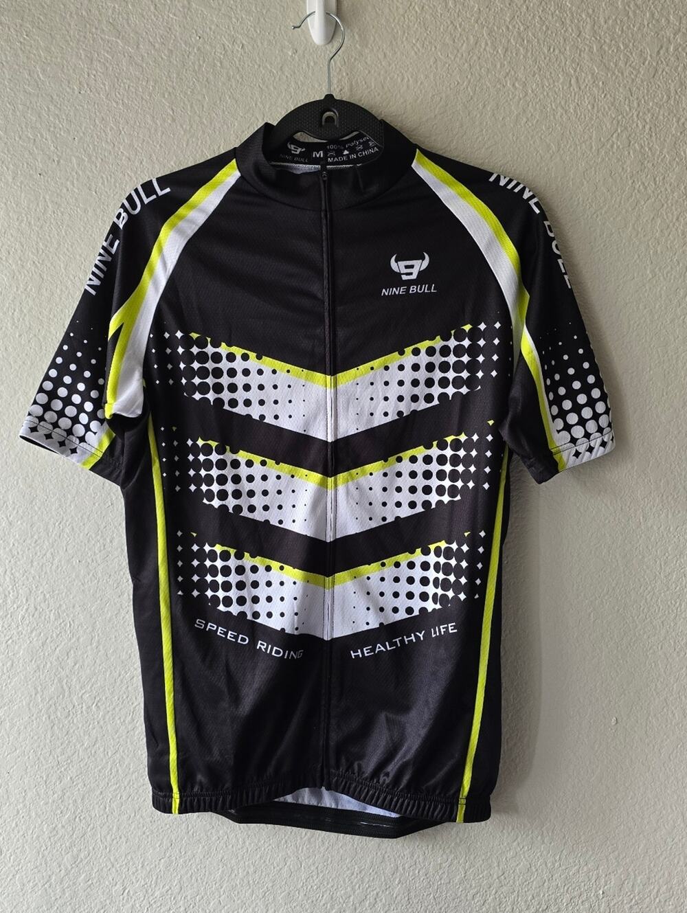 Men's Black & Neon Yellow Short-Sleeve Cycling Jersey